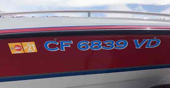 Custom Vinyl Boat Registration