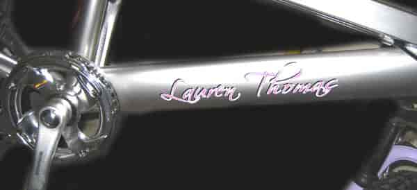 Small lettering on a bike