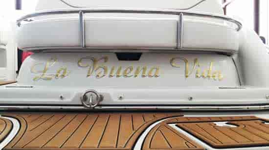 Custom Vinyl Lettering Boat Name