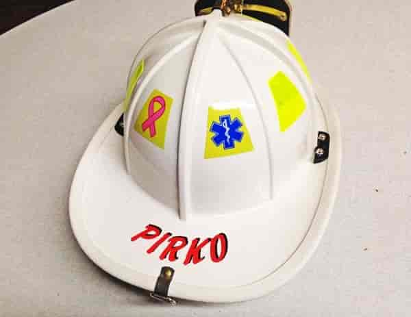 Custom Fire Helmet Lettering