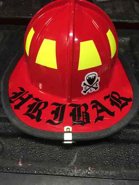 Custom Vinyl Lettering For Firefighters Helmet