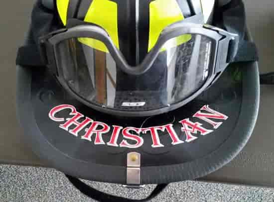 Custom Vinyl Name On Firefighters Helmet