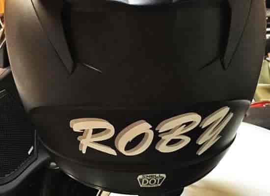 Custom Vinyl Lettering For Motorcycle Helmet