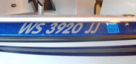 Custom Vinyl Boat Registtration Lettering