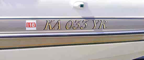 Custom Vinyl Boat Registration