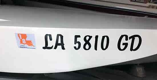 Custom Vinyl Boat Registration Numbers