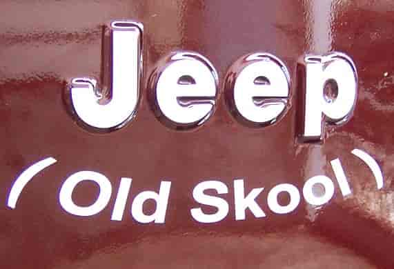 Vinyl lettering on a Jeep
