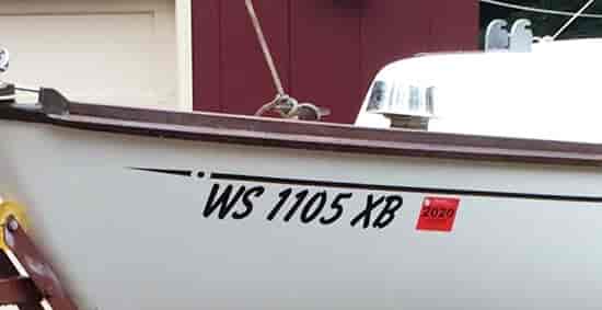 Custom Vinyl Boat Registration Lettering