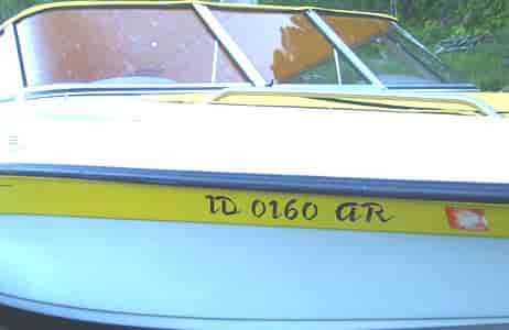 Custom boat registration numbering and lettering