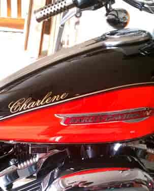 Custom lettering on a motorcycle