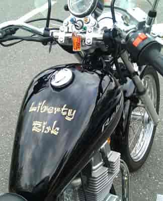 Custom lettering on a motorcycle
