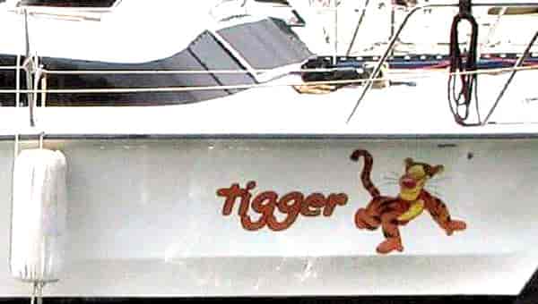 Custom graphic and lettering on a boat