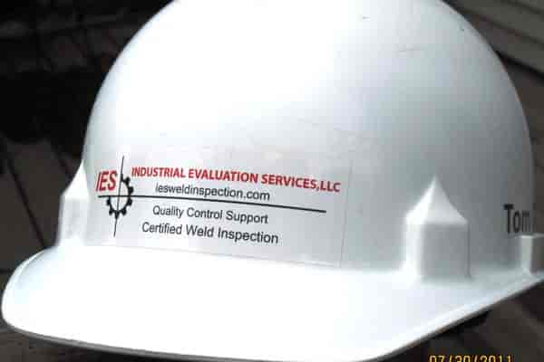 Custom lettering and logo on a hardhat