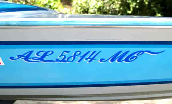 Boat registration lettering