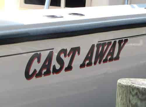 Custom lettering on a boat