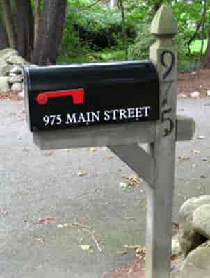 Vinyl letters and numbers on a mailbox