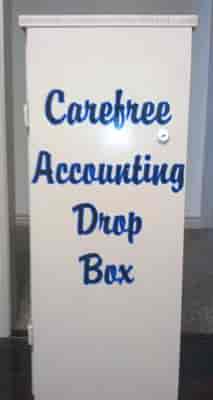 Custom lettering on a drop box.