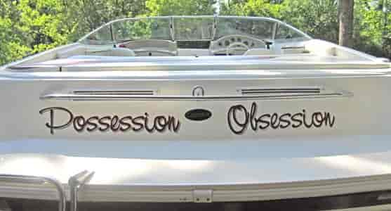 Custom lettering on a boat