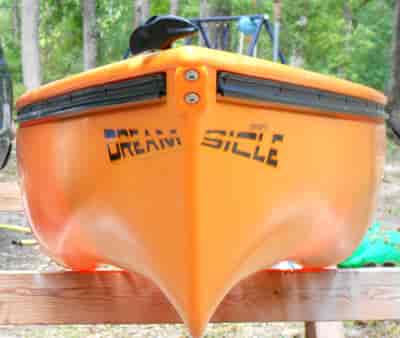 Custom lettering on a Kayak