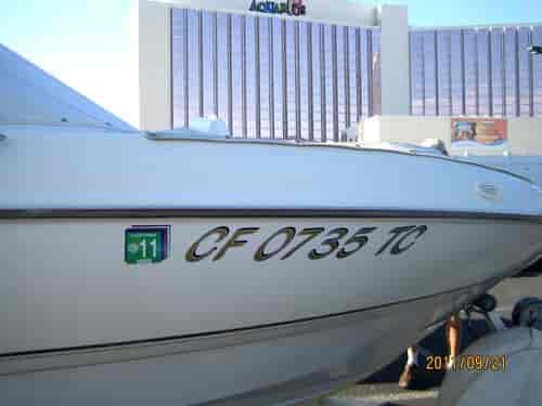 Custom vinyl boat registration numbers
