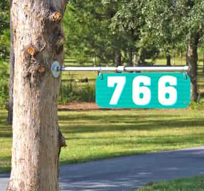 Custom vinyl numbers on an address sign