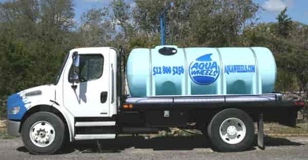 Custom lettering on a water truck