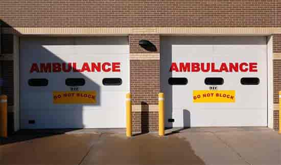 Custom vinyl lettering for ambulance garage