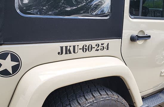 Custom Vinyl Jeep Lettering