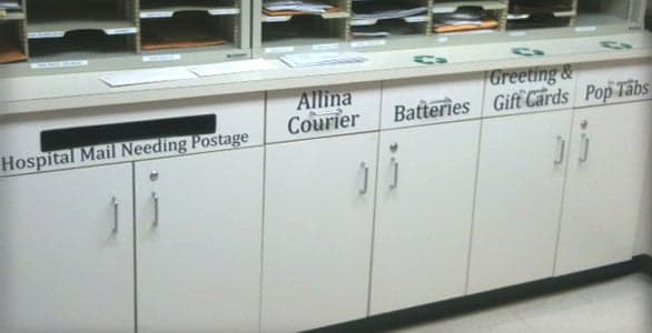 Vinyl lettering on storage drawers Vinyl lettering on storage drawers