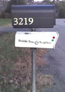Vinyl numbers on a mailbox Vinyl numbers on a mailbox