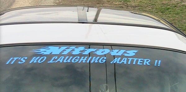 Custom decals on a car window Custom decals on a car window