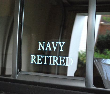 Vinyl decals on a vehicle window