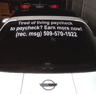 Vinyl decals on a vehicle