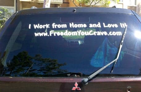 Lettering on a vehicle window