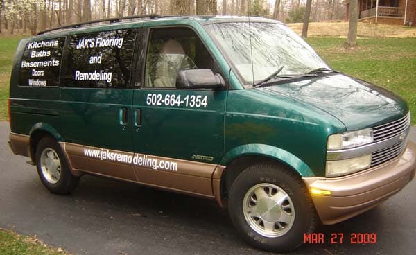 Vinyl Lettering on Work Van