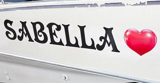 Custom Vinyl Boat Lettering