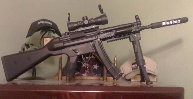 Vinyl Letters on Gun Silencer