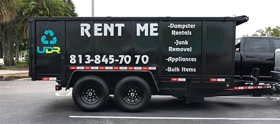 Vinyl lettering on a dump trailer
