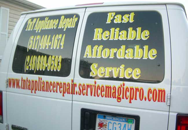 Custom Lettering on a Service Van Custom Lettering on a Service Van