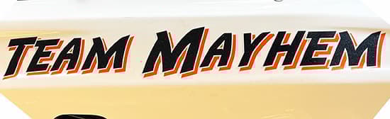 Custom Vinyl Boat Name with Metallic Laminate