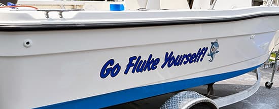 Custom Vinyl Boat Name with Graphics Custom Vinyl Boat Name with Graphics