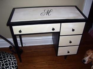 Desk Restore After Picture with Vinyl Lettering Applied
