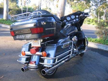 Lettering on trunk of motorcycle