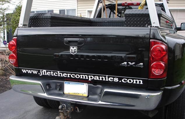 Custom Vinyl Lettering - Website Address on a Truck Custom Vinyl Lettering - Website Address on a Truck