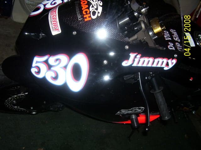 Vinyl Lettering on a Race Bike Vinyl Lettering on a Race Bike