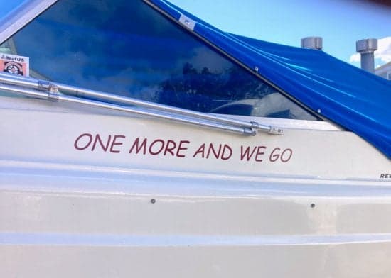 Custom lettering phrase for boat Custom lettering phrase for boat