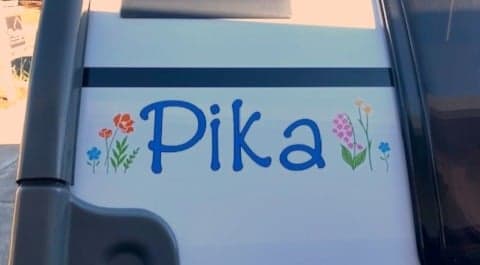 Custom Vinyl Lettering on an RV Custom Vinyl Lettering on an RV