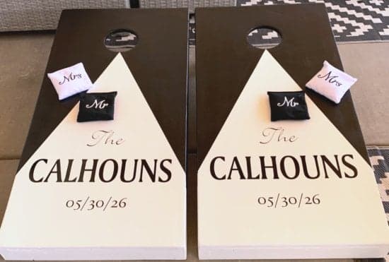 Custom Vinyl Lettering for Corn Hole board 