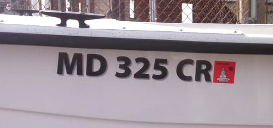 Custom Vinyl Boat Registration Lettering