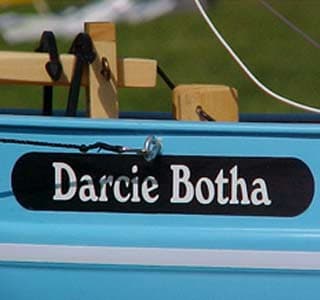 Lettering on a model boat Lettering on a model boat